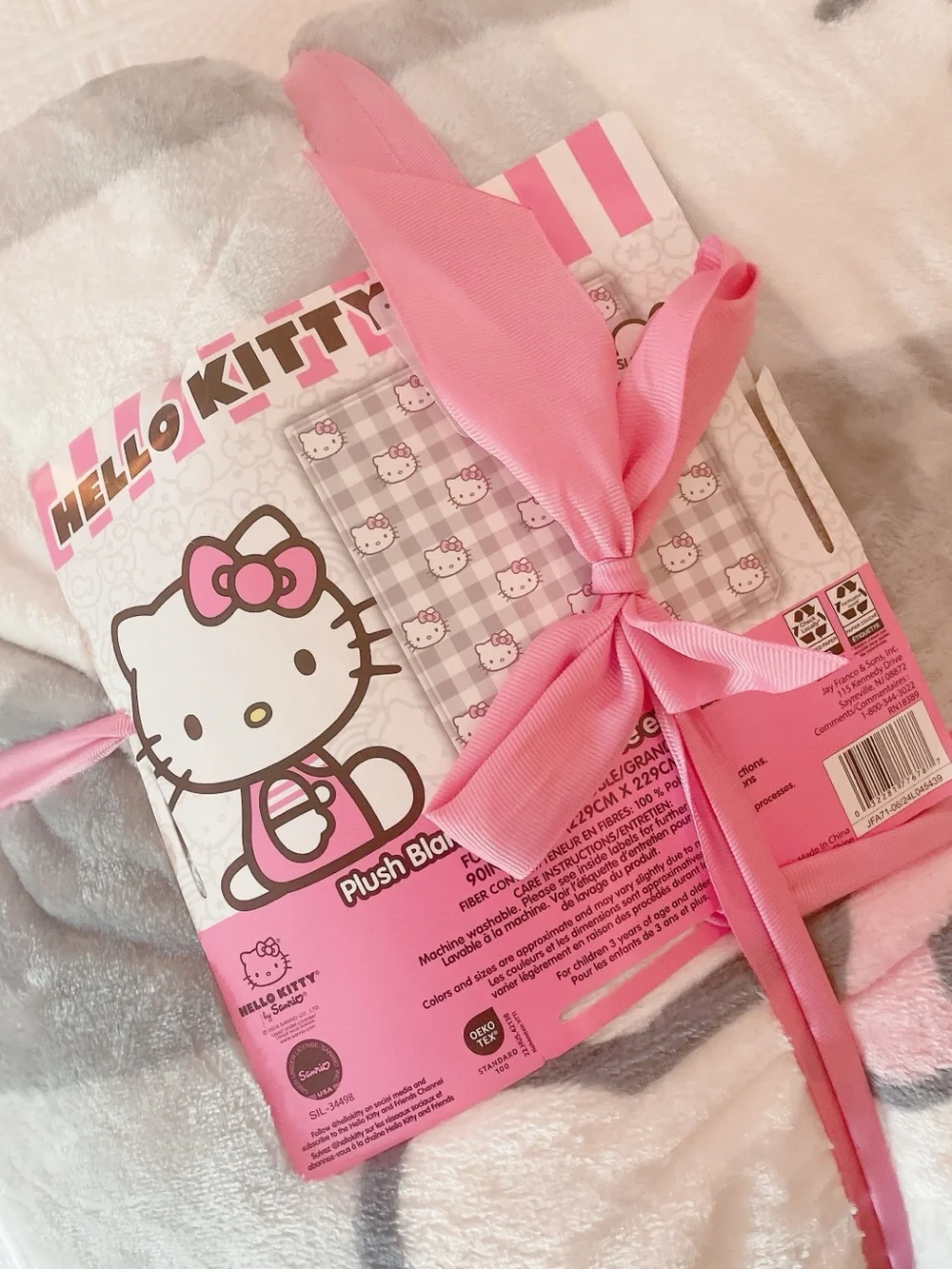 ྀིྀིྀིྀིྀི hello kitty gray plaid plush blanket
